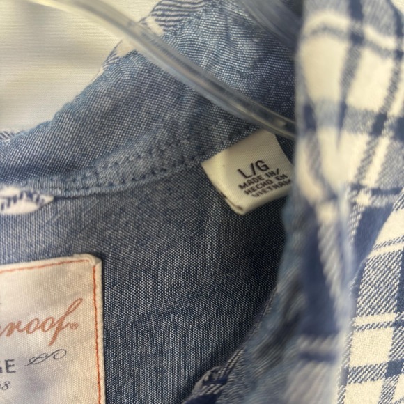 Toy Story "Made in the 90s" Upcycled Blue and White Fall Flannel Shirt Sz Large - Picture 4 of 7